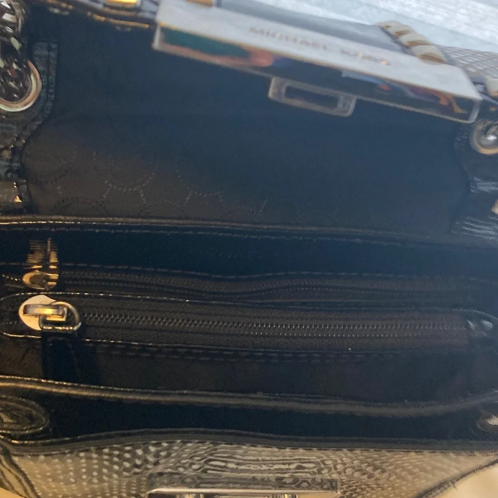Michael Kors Black Patent Studded Chain Shoulder or Crossbody - Picture 4 of 11